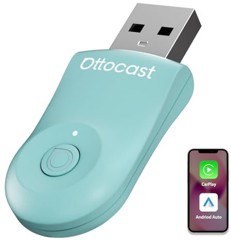OTTOCAST Mini, Adattatore Wireless Android Auto e Carplay Plug & Play WiFi 5,8 GHz Converti Dongle Carplay Cablato in Wireless, Compatibile con auto con Android Auto cablato e Carplay-Verde