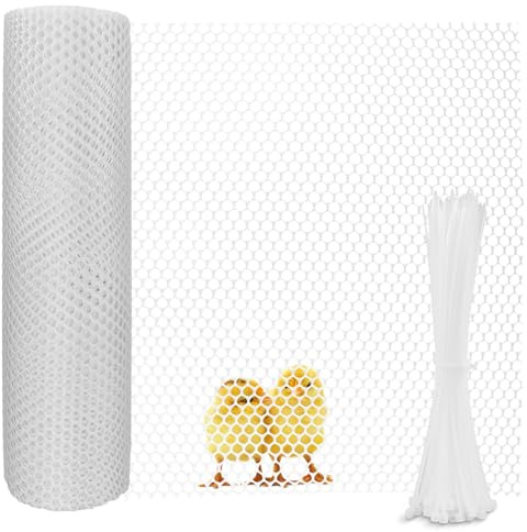 Hühnerzaun Kunststoffgitter Geflügelzaun Kunststoffzaun Kaninchendraht Hasendraht 0,8cm Lochdurchmesser Drahtzaun (40cm×9m, Weiß)