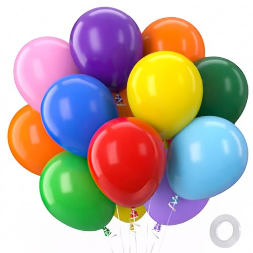 Patimate Rainbow Colorful Balloons Assorted Colors 100 Pack 12 Inch