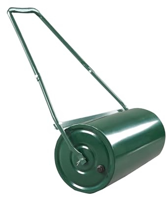 Tow-Behind Garden Lawn Roller, 9.5 Gallon, Heavy Duty Steel with u-Handle, Water/Sand Fillable – Perfect for Leveling, Seeding, and Sod Installation