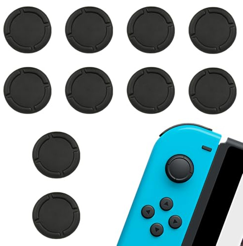 5 paia di coperture sostitutive per pulsanti Switch Joycon, accessori protettivi in silicone per joystick, grip 3D (Nero)