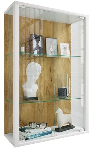 VCM Wandvitrine 60x25x80 cm 2 Türen 3 Fächer Holzwerkstoff Glas Büro | Präsentation und Aufbewahrung von Sammlerstücken - Wohnzimmer oder Büro - für Sammler und Liebhaber - Holzwerkstoff, Glas