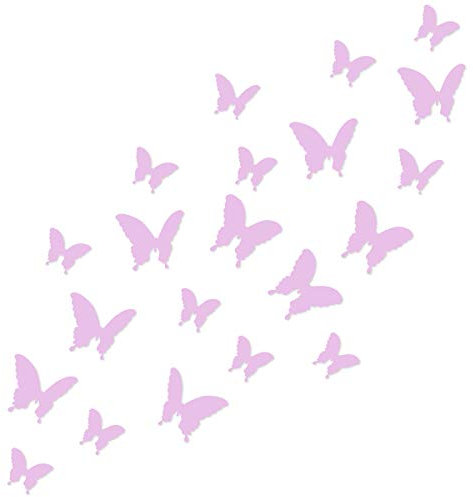 WANDKINGS Schmetterlinge im 3D-Style in Flieder zur Wanddekoration, 36 STÜCK im Set mit Klebepunkten zur Fixierung