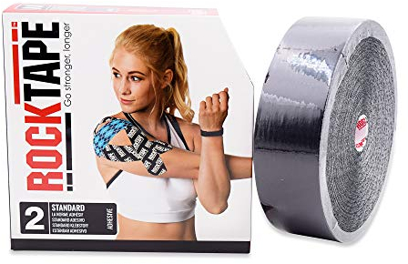 RockTape unisexe non coupé en vrac - Bande kinésiologique élastique thérapeutique et sportive - Bande physio-sport pour épaules, chevilles, coudes et poignets - Noir
