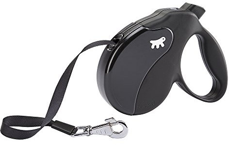 Ferplast Hundeleine Amigo Large, Rollleine große Hunde bis 50 kg. Max. 5 m Gurt. Einzelne Verriegelungs- und Entriegelungstaste, schwarz, Schwarze Abdeckung
