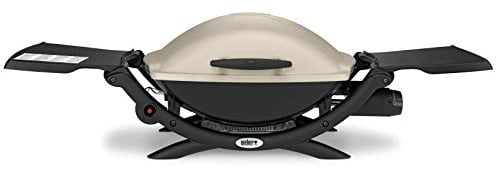 Weber Q2000 BBQ a Gas, SUP. Cottura 54 x 39 cm, Barbecue Portatile, 1 bruciatore, con Ripiani Laterali Pieghevoli, SUP. Cottura in ghisa Smaltata porcellanata Divisa in 2 - Titanio (53060029)