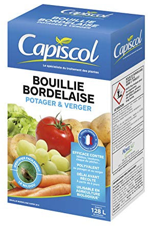 CAPISCOL Bouillie Bordelaise - 800g - 128L De Solution - Fongicide Polyvalent - Traitement Préventif & Traditionnel - Mildiou Tavelure Cloque du Pêcher BB20800