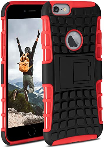 OneFlow Coque Compatible avec iPhone 6s / iPhone 6 - Coque extérieure Antichoc, étui de téléphone avec Support, Appareil Photo et Protection d'écran, étui Rigide, Vulcano - Rouge