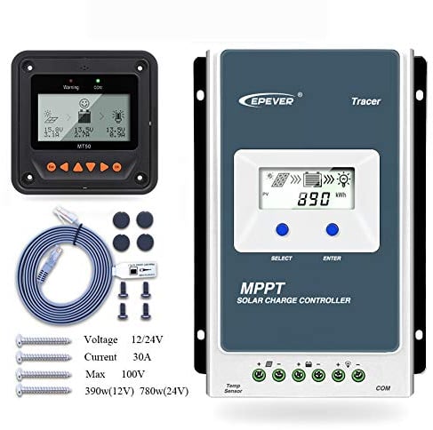 EPEVER MPPT Solar Ladegerät Tracer AN Serie 10A / 20A / 30A / 40A mit 12V / 24V DC Automatische Identifizierung Systemspannung(30A+MT50)