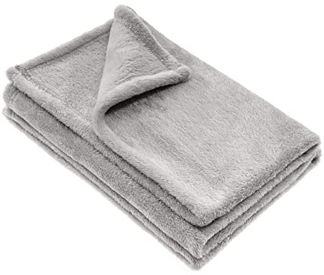 JACKY Kuscheldecke Babydecke, Fleece - Baby Decke Unisex - Krabbeldecke 75 x 100 cm - Öko-Tex schadstoffgeprüft, allergikergeeignet - Grau