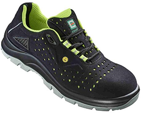 Elysee 1 Paar S1P ESD (elektrostatische Entladung) Sicherheitsschuhe Arbeitsschuhe Sicherheits-Halbschuhe FANO Schwarz, Neon-Gelb Abgesetzt, Gr. 36