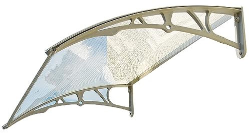 Frosted Door Canopy | Strong Shelter Roof protecting Patio, Doors & Windows, from natural elements such as rain, snow and winds | UV resistant | L80xW121xD23cm | Easylife Lifestyle Solutions | In Grey