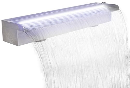 Festnight Lame d'eau rectangulaire à LED 60 x 11,5 x 8 cm en Acier Inoxydable pour Piscine