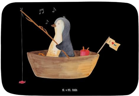 Mr. & Mrs. Panda Duschvorleger Pinguin Angelboot - Geschenk, Badteppich, Lebenslust, genießen, Motivation, Badgarnitur, Leben, Badezimmermatte,