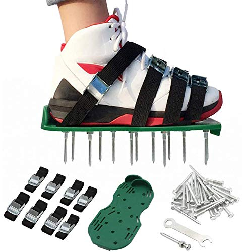 ValueHall Chaussures de Gazon, Aérateur de Gazon,4 Sangles,5.5 cm Clous en Acier,Solution Efficace pour aérer Votre pelouse ou Cour V7056