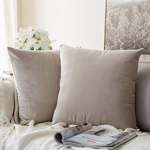 MIULEE Samt Kissenbezug Kissenhülle Kissenbezüge Sofakissen Dekorative Dekokissen Couchkissen Deko Bezug Überzug Zierkissen für Sofa Wohnzimmer Schlafzimmer 2er Set 55x55 cm Heart Wood