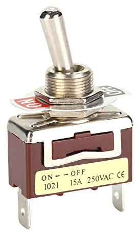 Lot de 5 mini interrupteur à levier, interrupteurs à levier à 2 broches, 2 positions ON-OFF 15 A 250 V avec trou de montage 12 mm