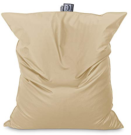 HAPPERS Sitzsack XXL aus Kunstleder, für den Innenbereich. Riesiges Kissen, vielseitig, kann als Ersatz für das Sofa oder auch das Bett verwendet Werden, ekrü, Big Puff