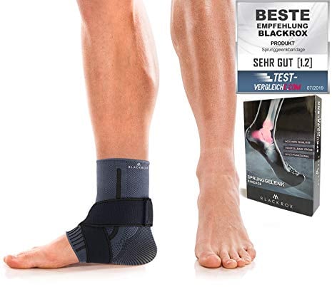 BLACKROX Sprunggelenkbandage [Vergleichssieger 2024] Gr. S-XL | Für Damen & Herren | Bandage für das Fußgelenk | Perfekt für Sport, Fußball, Handball, Joggen & Bodybuilding | Schwarz Gr. M