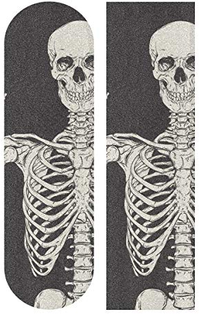 Mnsruu Human Skeleton Posing Isolated Skateboard Grip Tape Sheet Scooter Deck Sand Paper 9 x 33