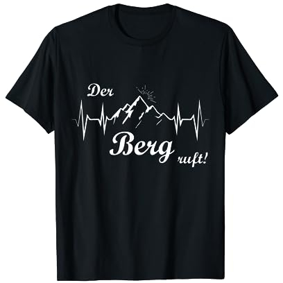 Der Berg ruft Herzschlag Puls Spruch Wandern EKG Alpen Berge T-Shirt