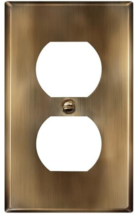 ENERLITES Duplex Receptacle Outlet Metal Wall Plate, Stainless Steel Outlet Cover, Corrosion Resistant, Standard Size 1-Gang 4.50 x 2.76, UL Listed, 7721-AB, Antique Brass