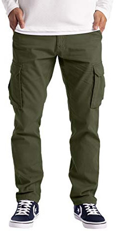 westAce Mens Cargo Trousers Work Wear Combat Safety Cargo 6 Pocket Full Pants Size 32-44 (34W / 32L, Olive)