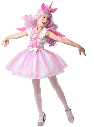 DEGUISE TOI - Déguisement licorne tutu fille - Robe - Serre-tête - Ailes - M 7-9 ans (120-130 cm) - Rose - Déguisements enfants - Polyester - Laver à la main - Carnaval