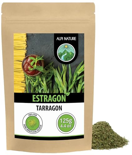 Alpi Nature Tarragon 125g 4.4 oz, Dried and Rubbed Herb, Tarragon Spice for Cooking and Seasoning
