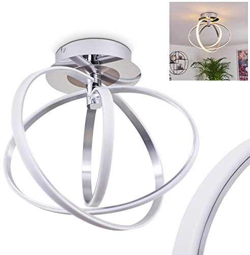 LED Deckenleuchte Maluma, moderne Zimmerlampe aus Metall in chromfarben, 1-flammige Deckenlampe in Kreisform, 1 x LED 24 Watt, 3000 Kelvin, 2160 Lumen