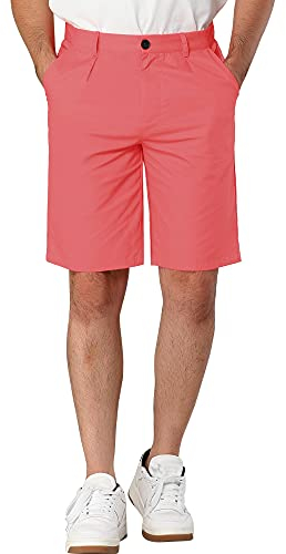 Lars Amadeus Herren Sommer Slim Fit Plissee Chino Kurze Hose Shorts Rot 32
