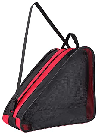 Roller Skate Tasche, Atmungsaktive Eislauftaschen mit verstellbarem Schultergurt, Oxford Tuch Skate Schuhe Aufbewahrungstasche für Frauen Männer Kind und Erwachsene Roller Skate Zubehör (Rot)