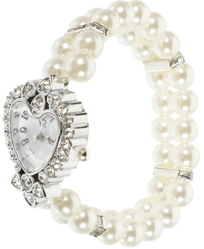 Hemobllo Damenuhr - Quarzuhr Damen Elegante Imitationsperlen Armbanduhr Elastische Bling Strass Damen Armbanduhr Modische Kleideruhren Armbanduhr für Damen