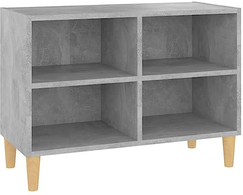 vidaXL Meuble TV avec Pieds en Bois Massif Armoire Basse Centre de Divertissement Meuble Stéréo Salon Salle de Séjour Gris Béton 69,5x30x50 cm