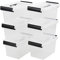Yesdate Set of 6 Small Storage Boxes, Plastic Storage Box with Lids/Handles, 3 L, Clear