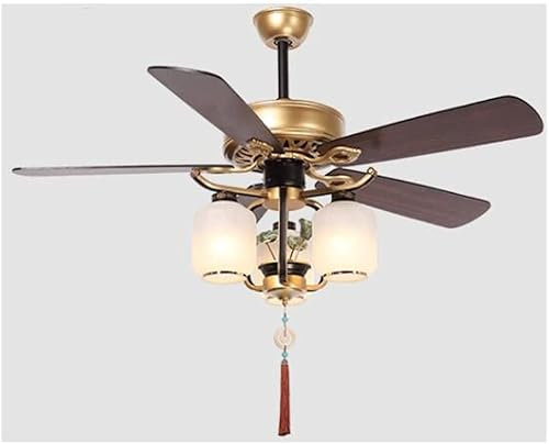 TIANYIA Luz de ventilador de techo de 42 pulgadas con control remoto, ventilador de techo estilo linterna con cinco aspas de madera reversibles, lámpara de araña vintage Luz de ventilador de techo