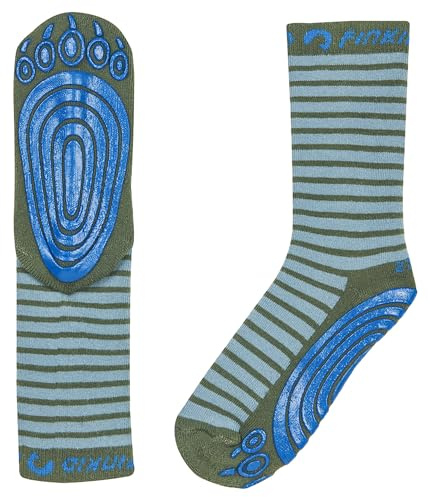 Finkid Tapsut Gestreift-Blau - Vielseitige bequeme Kinder Antirutsch-Socken, Größe EU 27-30 - Farbe Smoke Blue - Bronze