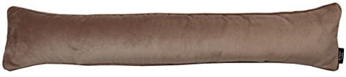 McAlister Textiles Matter Samt | Zugluftstopper mit Füllung | 18cm x 120cm in Mocca | Deko Windstopper Kissen für Fenster, Türen im Designer Plüsch