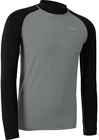 H.MILES Hommes Rashguard Manches Longues UPF 50+ Séchage Rapide Maillots de Bain pour Surf Snorkeling Plongée, Grey, 4XL