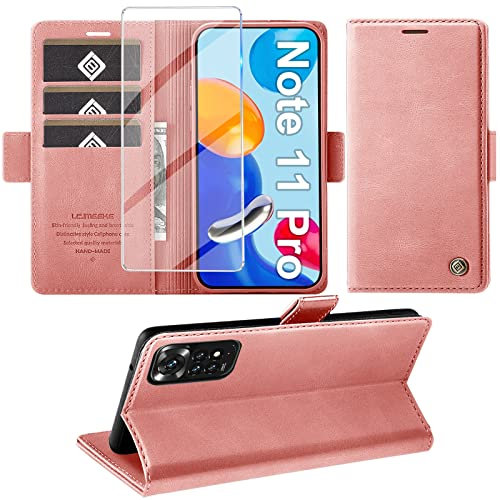 Giyer Funda para Xiaomi Redmi Note 11 Pro funda con protector de pantalla, función atril, tarjetero, funda de piel premium, Note 11 Pro, funda con tapa resistente a los golpes, Note 11 Pro de 6,67