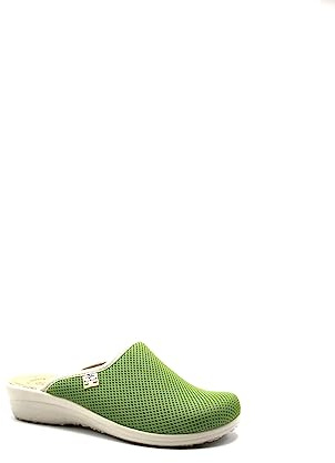 Fly Flot T4368 Fe Blau Damen Hausschuhe Made in Italy Echtes Leder Antischock Stoff