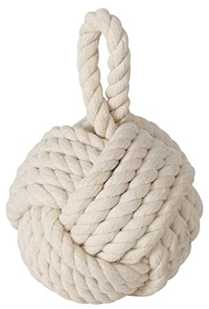 Boltze Türstopper Set Jute Knoten Natur Strick Kugel Stoff Boden 1,5 kg Gewicht mit praktischer Schlaufe (Creme)
