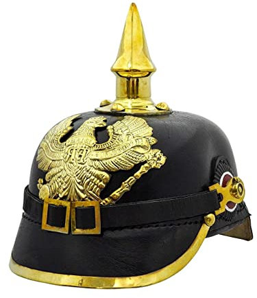 REAL NAUTICAL STORE Kaiserlicher Deutscher Preußischer Leder-Pickelhaube Spike Deutscher Helm Vinatge Geschenk