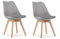 NMK HOME Esszimmerstühle 2er Set - Samt Stühle Esszimmer - Küchenstühle mit Sitzpolsterung und Natürlichen Holzbeinen - Grau Kunststoff Stühle mit Holzgestell