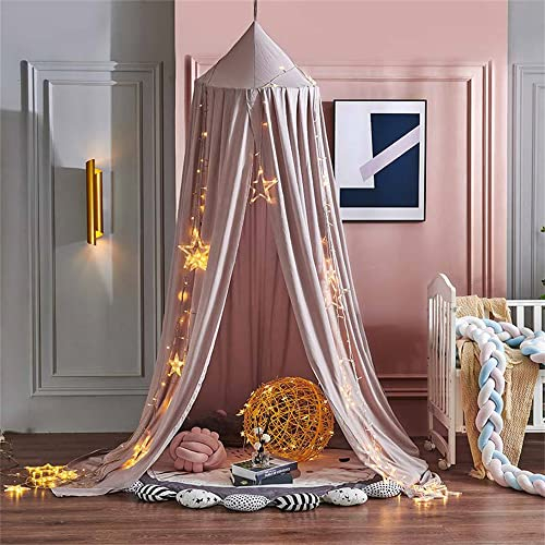 Surwin Betthimmel Madchen Jungen Doppelbett, Einfarbig Moskitonetz Baldachin Einzelbett Himmel Schlafzimmer Dekoration Spielzelte Kinder Geschenk, Ohne Bohren (Rosa)