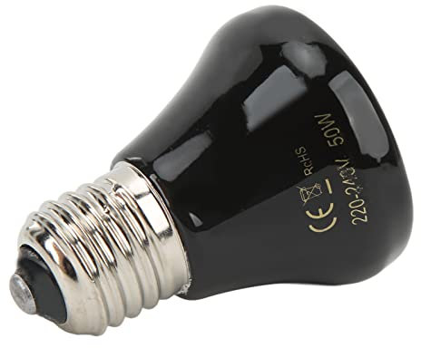 Hztyyier Keramik-Wärmelampe, Keramik-Emitter, Reptilien-Amphibien-Heizlampe, Mini-Infrarot-Wärmekeramik für Eidechsen, Reptilien (50W Schwarz)