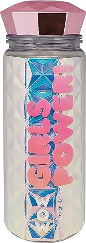 WOW GENERATION - Botella Diamante Holográfica con Cierre Hermético, 350ml, Ideal para el Cole y Excursiones, Plástico de Alta Calidad