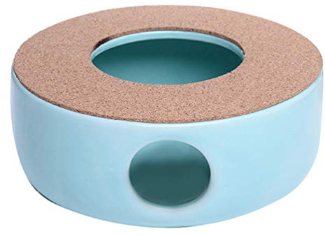 Teiera scaldavivande in ceramica scaldavivande porta candela per casa ufficio blu (colore: celeste)