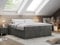 MKS MEBLE Boxspringbett 180x200 Mit Bettkasten, Niedriges Kopfteil - Polsterbett Bess - Dunkelgrau Velvet - H4