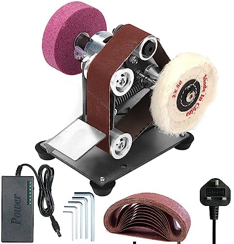 Levigatrice a Nastro Mini levigatrice elettrica a nastro, Mini smerigliatrice da banco Smerigliatrice lucidante multifunzionale a 7 velocità regolabili 1 mola, 1 mola lucidante